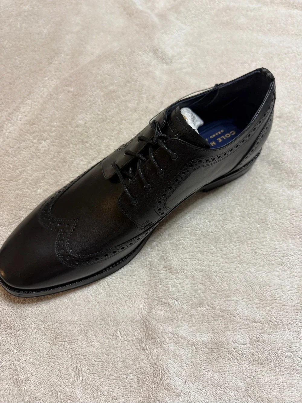 Cole Haan Black Leather Wingtip Derby